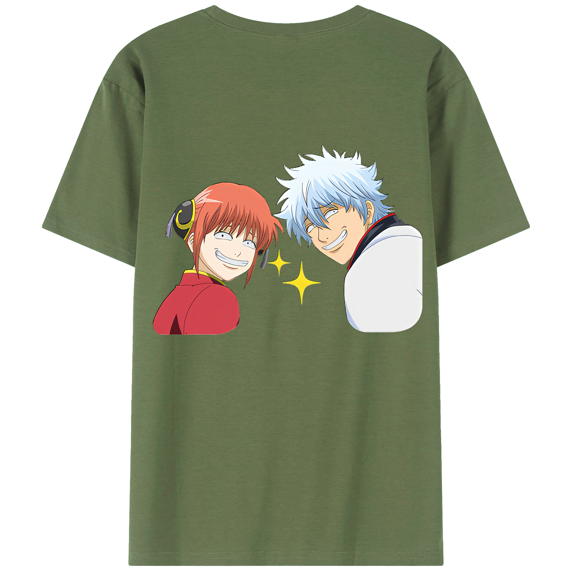 （画像用） ぎんたま 坂田銀時（さかたぎんとき） 神楽 志村新八（しむら しんぱち） GINTAMA Sakata Gintoki Kagura Shimura Shinpachi 綿100％ メンズ半袖Tシャツ（バックプリント） 通気性